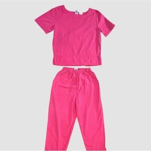 Vintage WEK Matching Set Pink Boxy Relaxed Top Cropped Pants Womens Medium